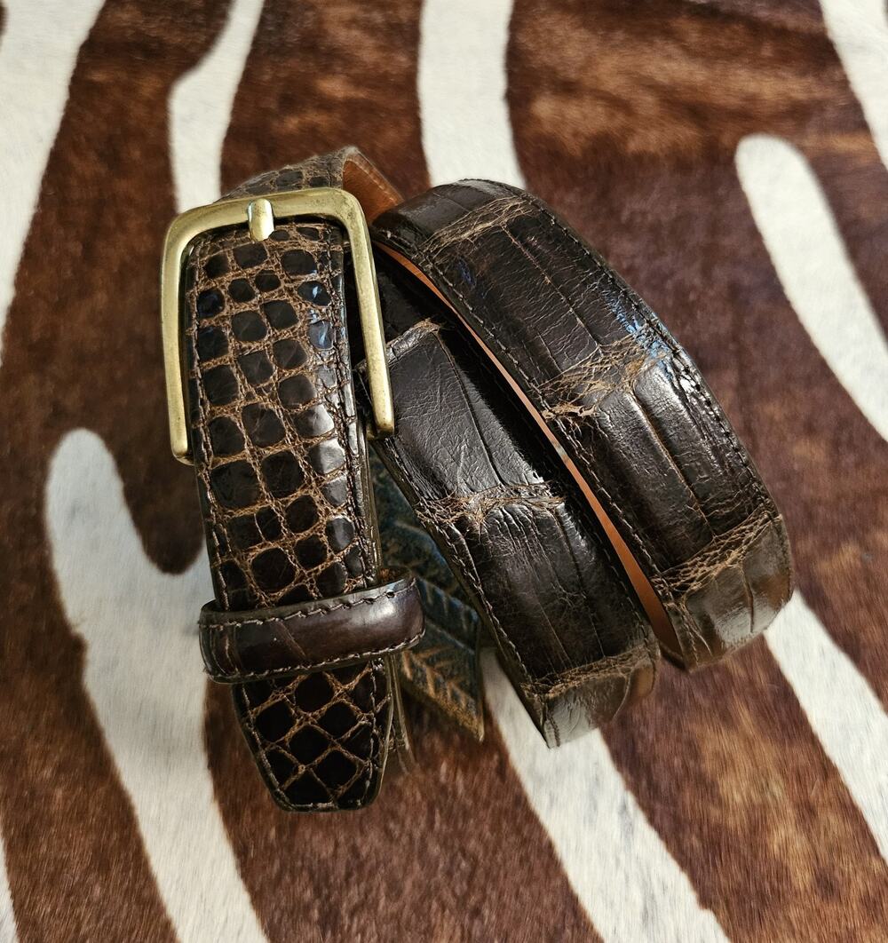 Brooks Brothers Genuine Alligator Dress Belt Hand Made USA #1320 Solid Brass 36